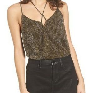 ASTR The Label gold & silver metallic bodysuit XL